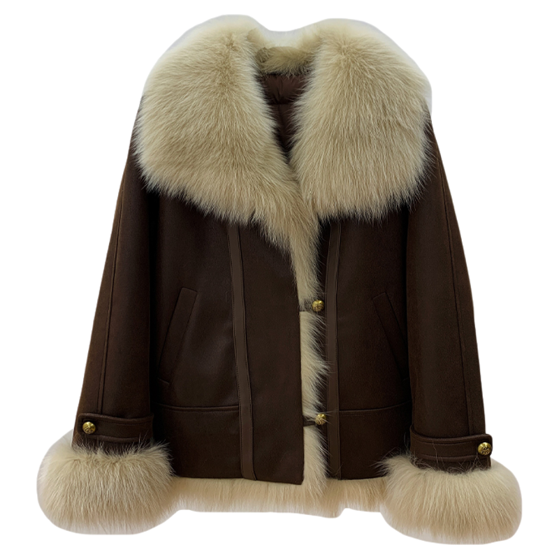 冬日热可可！狐狸毛领白鹅绒内胆