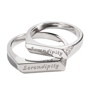 Choose right情侣对戒闭口纯银情侣戒指小众原创定制闺蜜情侣戒指