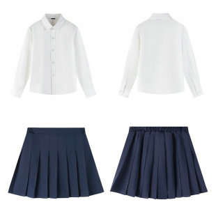 春秋女童学院连衣裙中大童学生白衬衫表演出服儿童长袖百褶裙套装