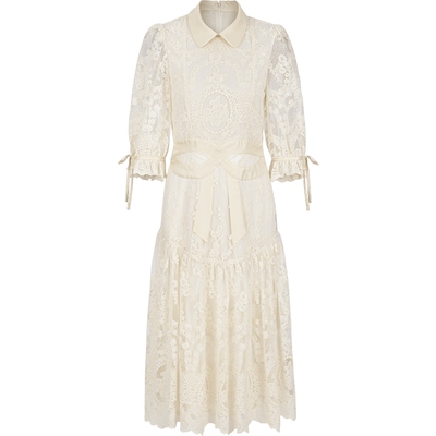 BORAAKSU蕾丝拼接褶裥连衣裙