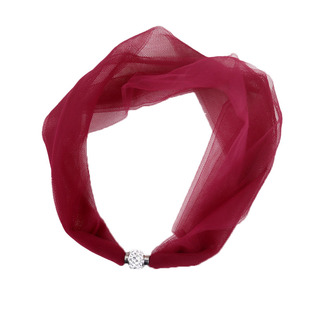 新颖网纱轻薄透气磁扣丝巾遮挡颈纹脖套女夏季百搭纯色护颈项链