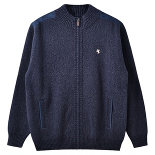 保罗彼得2025秋冬男士针织衫纯棉开衫外套立领保暖毛衣MJDD48980