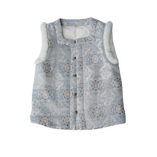 满呐2025秋冬新品中式明制汉服桑蚕丝提花鹿纹棉袄马甲保暖男女童