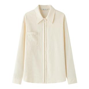 东京岁时记jk制服长袖衬衫女士开春新款奶黄色纯棉上衣宽松版百搭