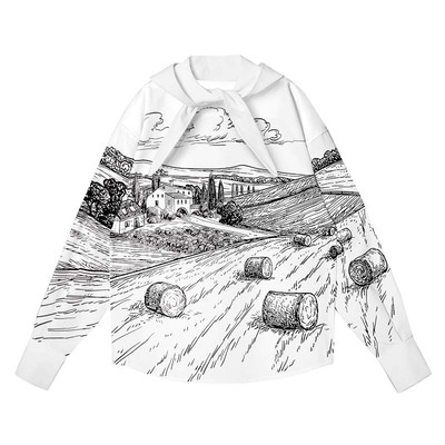 山谷少年麦田印花长袖衬衫