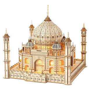 3D立体拼图木质世界名建筑拼装玩具三维手工泰姬陵模型带灯光城堡