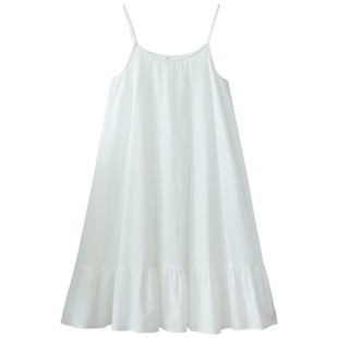 忆旧【随风】纯棉吊带裙女夏薄款2025新款白色吊带连衣裙打底裙子