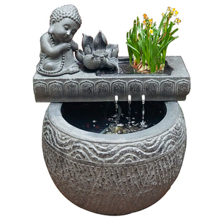 户外庭院禅意流水养鱼池 阳台水系景观水循环大鱼缸喷泉装饰摆件