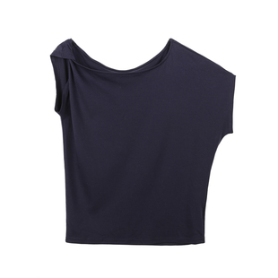 DeesseSicile 白色洋气扭结斜肩造型tee小众新颖设计感短袖T恤女