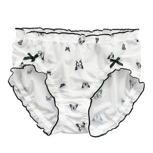 小甜橘大码内裤女胖mm200斤高开叉木耳边纯欲性感蕾丝高弹纯棉裆
