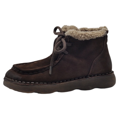 真皮加绒短靴女雪地靴