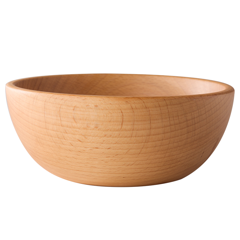 榉木碗整木挖空日式木质木头沙拉碗无漆儿童饭碗复古原木纯色餐具