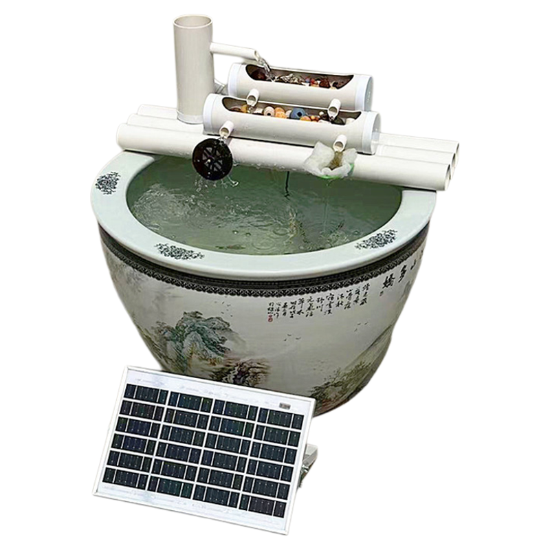 庭院鱼缸太阳能自动加氧循环水泵