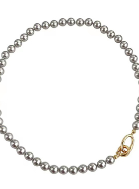 灰色珍珠女简约日韩项链气质ins