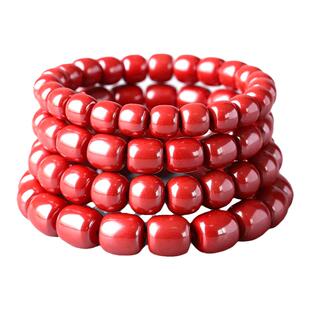 湖南紫金砂帝王砂老型桶珠手串饰品真朱砂手链女精品湘西朱砂手串