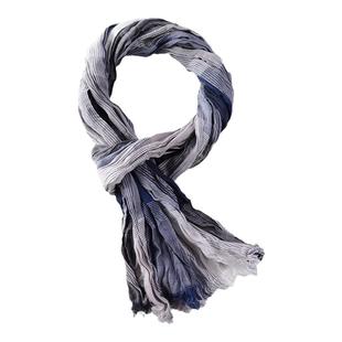 日系文艺格子棉质围巾男士秋冬季休闲百搭长款褶皱纯棉围巾女