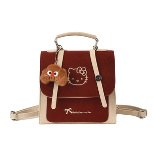 2026新款迷你休闲背包女卡通kitty学院风双肩包手提斜挎多用包包