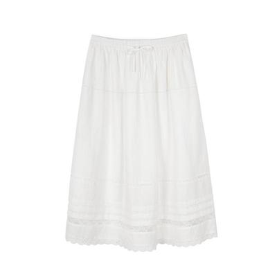 LLANO法式蕾丝拼接半身长裙