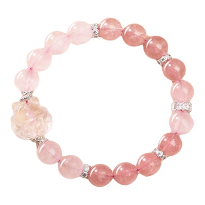 【普陀山正品】天然草莓晶粉手串