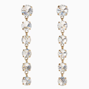 复古白色宝石长款耳坠欧美耳环耳饰感耳钉耳夹INS风网红同款