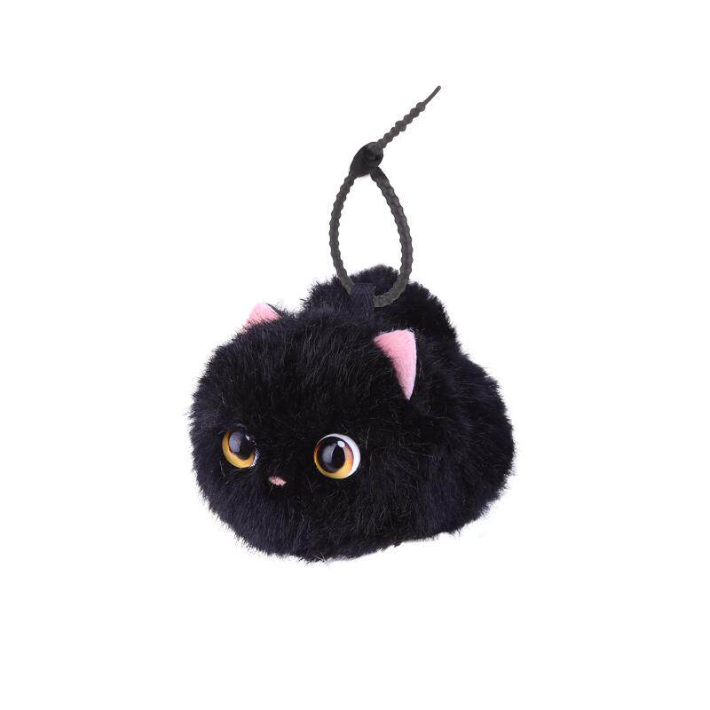 翻滚小猫毛绒公仔拉绳旋转小黑猫咪玩偶拉线转圈钥匙扣挂件礼物