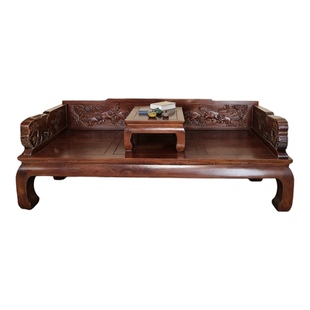 老榆木大象罗汉床 禅意茶台卧榻加厚稳固承重 中式国潮家具可定制