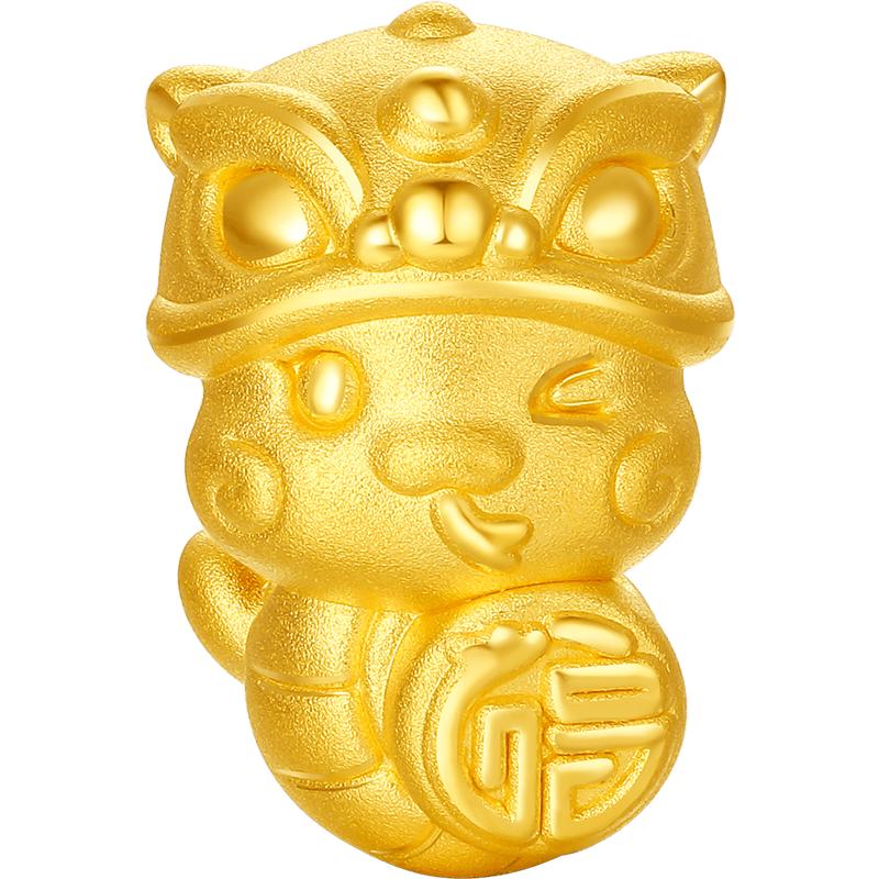 周六福黄金转运珠生肖蛇3d硬金舞狮醒狮萌蛇定价手绳女蛇年本命年