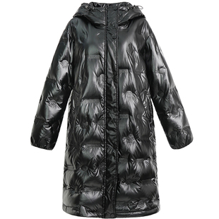 GW大码女装高级感连帽90羽绒服2025冬装新款胖mm宽松加厚外套上衣