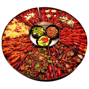 小龙虾大咖盘创意海鲜拼盘盛宴锅商用盘子饭店专用摆盘304不锈钢