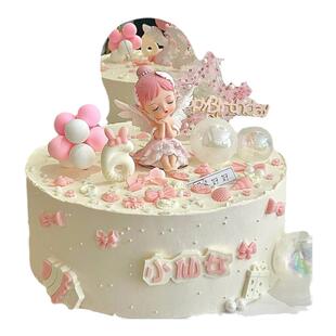 贝拉公主蛋糕装饰摆件安妮宝贝翅膀蝴蝶花朵仙女女孩生日蛋糕插件