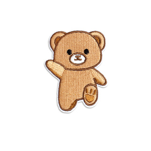 卡通补丁贴无痕修补破洞衣服裤子羽绒服自粘免缝棕色小熊刺绣布贴