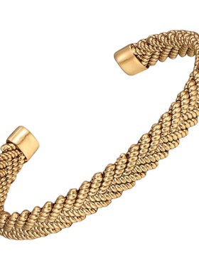 复古编织开口叠戴手镯女