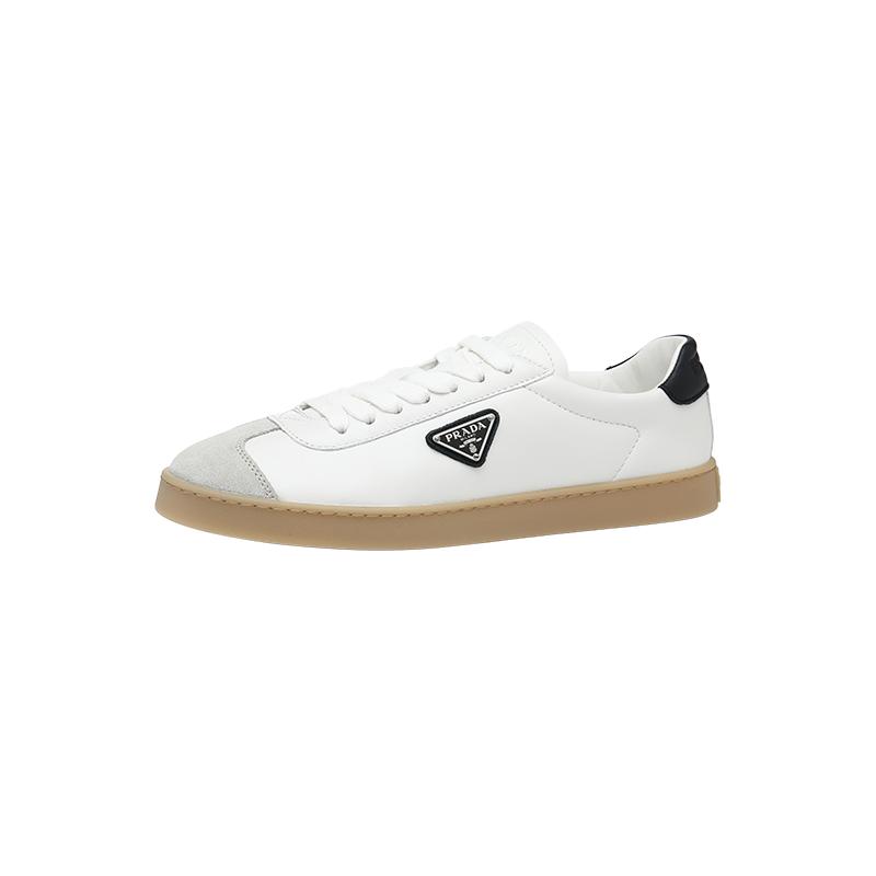 【自营】Prada/普拉达25新品男士牛皮革休闲鞋系带板鞋小白鞋