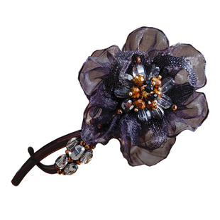 31街花饰高级感复古花朵扭扭夹轻奢气质发饰一字夹后脑勺盘发发夹