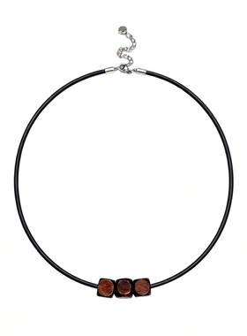 不掉色高级复古木质方块项圈