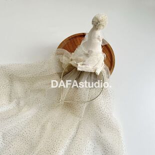 宝宝生日帽子头纱发箍女童公主网纱头箍不勒头发饰女孩发卡头饰