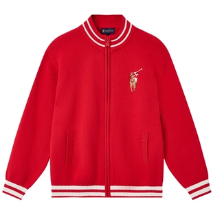 【新年款】POLOWALK童装男童针织衫2026新品撞色条纹毛衣立领外套