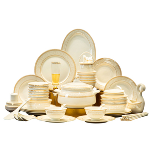 饭碗家用2025新款高颜值景德镇轻奢高级感陶瓷碗盘碟乔迁餐具套装