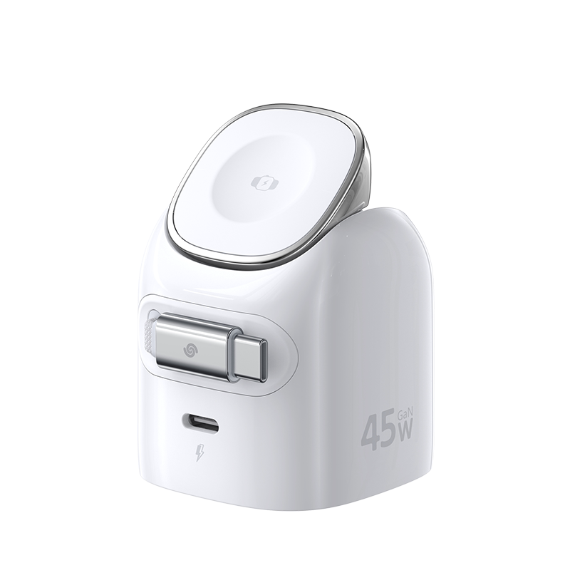 【18Pro/Duo优选】倍思小方脸45W适用苹果18ProMax三合一iPhone无线充电器iwatchs12手机手表ultra4伸缩快充