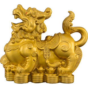 铜貔貅公母一对大号入户皮丘铜制貔貅摆件客厅招办公室商铺财开业