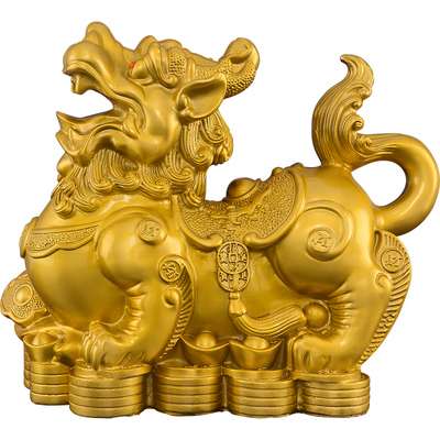 铜貔貅公母一对大号入户皮丘铜制貔貅摆件客厅招办公室商铺财开业