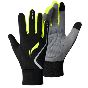 李宁保暖手套男秋冬季运动户外女骑行自行车防寒防风加绒加厚触屏