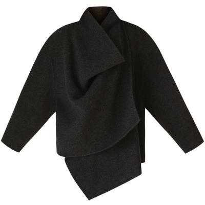 小众水波纹羊毛短款纯色双面大衣