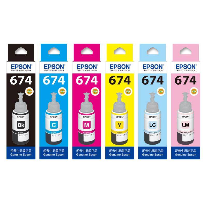 Epson爱普生T674原装墨水 L805 L801 L810 L850 L1800六色连供喷墨爱普生打印机墨水原装正品