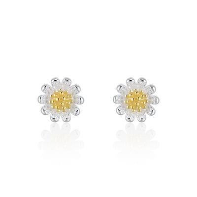 JXRXs925纯银小雏菊耳钉女螺丝拧扣耳环2025新款爆款花朵银饰耳饰