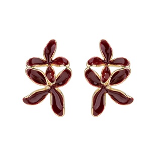 红色花朵夸张金色耳饰女耳钉耳环2026新款爆款高级感耳坠独特漂亮