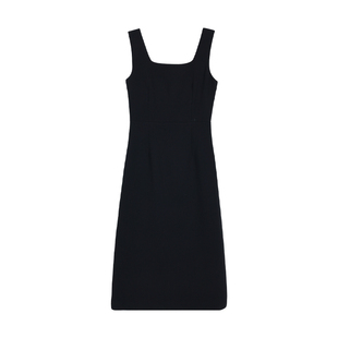 pusumede 简约美学 白色方领气质吊带连衣裙女无袖背心裙收腰长裙