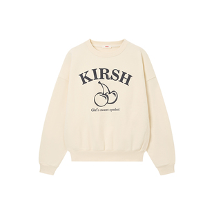 樱桃KIRSH 经典立体刺绣圆领卫衣女2026春夏休闲宽松韩版女生上衣