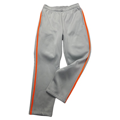 冬季校服裤子浅灰加绒保暖橙色条