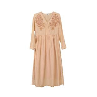 TALASA商场同款丝棉连衣裙2025年春新款设计感刺绣宽松显瘦文艺